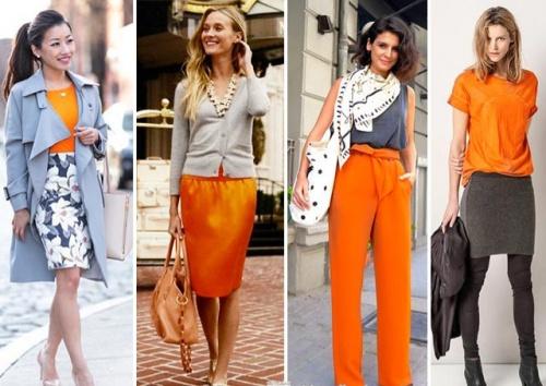 Оранжевый цвет в одежде. Сочетание оранжевого цвета в одежде