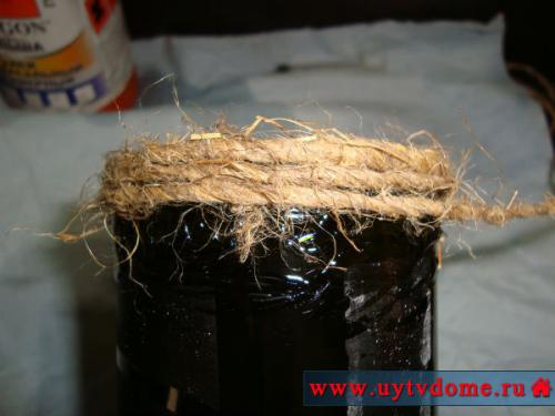 Как остеклить вазу из стеклянной бутылки и шпагата