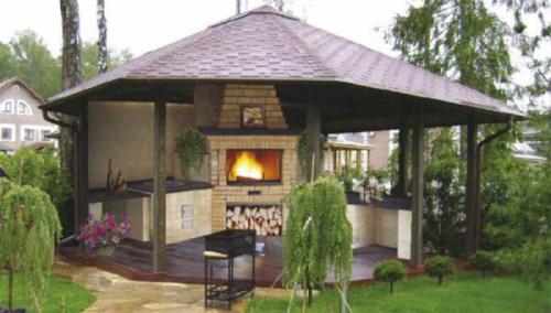Простая беседка с мангалом своими руками. Барбекю