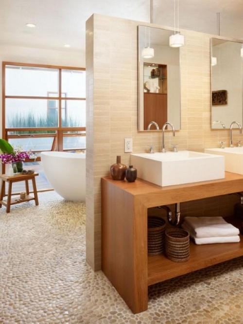 Морская и речная галька в дизайне интерьера. Морская галька в интерьере ванной комнаты