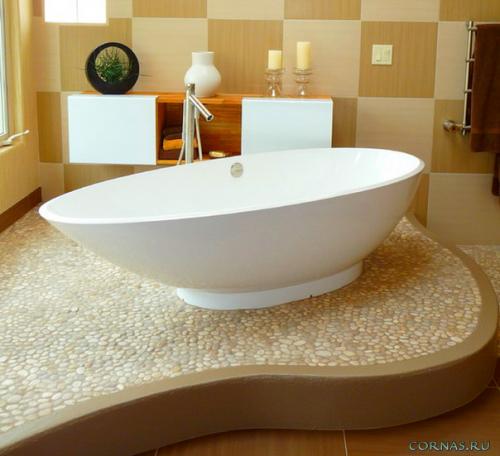 Галька в интерьере ванной комнаты. Галька в ванной комнате