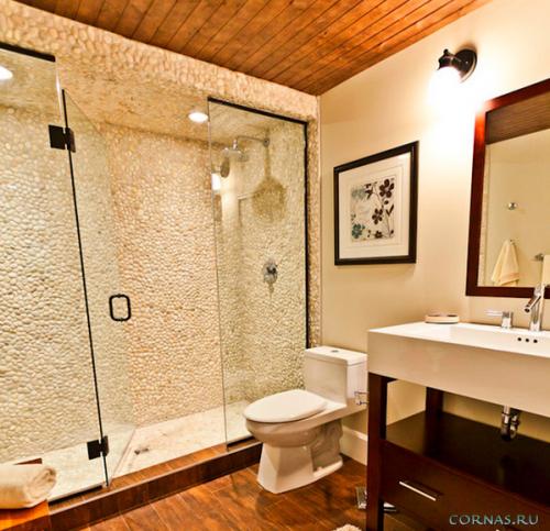 Галька в интерьере ванной комнаты. Галька в ванной комнате