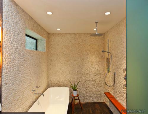 Галька в интерьере ванной комнаты. Галька в ванной комнате