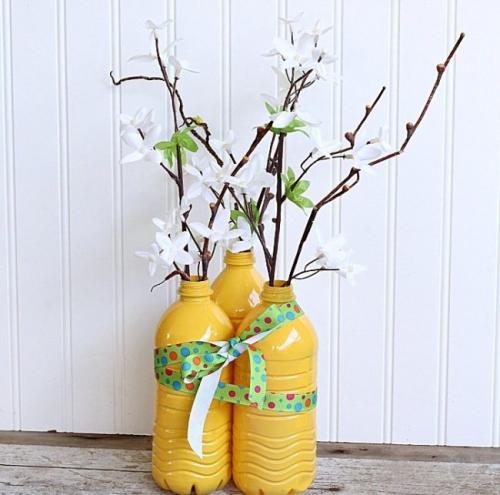Большая ваза из пластиковой бутылки. 6 идей стильных ваз из пластиковых бутылок