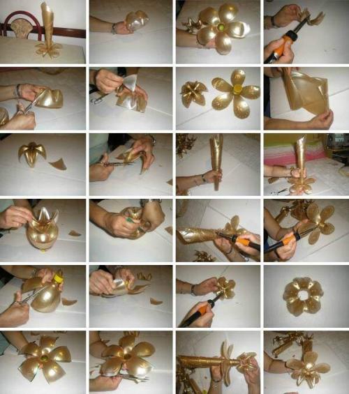 Ваза с цветами из пластиковой бутылки. Вазы из пластиковых бутылок своими руками