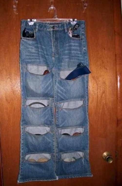 Кармашки в детский сад из джинс. Органайзер из старых джинсов своими руками