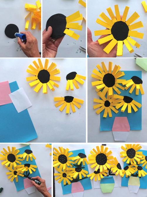 Как сделать летнюю поделку. Аппликация «Подсолнухи»