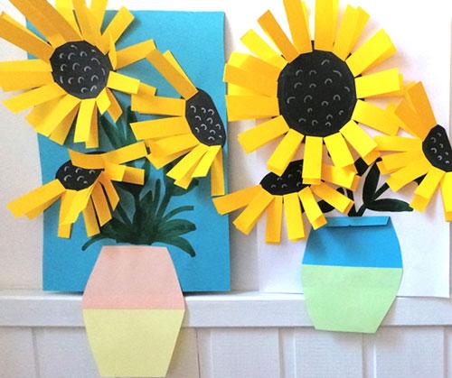 Как сделать летнюю поделку. Аппликация «Подсолнухи»