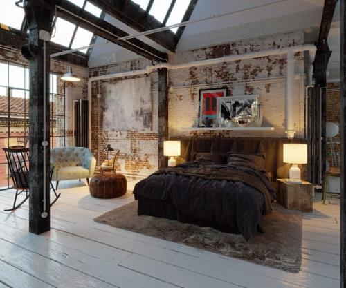 Спальня в серых тонах лофт. Основные особенности спальни в стиле лофт