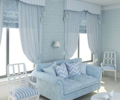 Синяя акцентная стена в интерьере. С ЧЕГО НАЧАТЬ ПРОЕКТИРОВАНИЕ БЕЛО-СИНЕЙ ГОСТИНОЙ