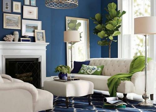 Синяя акцентная стена в интерьере. С ЧЕГО НАЧАТЬ ПРОЕКТИРОВАНИЕ БЕЛО-СИНЕЙ ГОСТИНОЙ