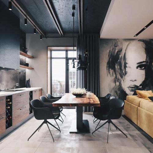 Акцентная стена в интерьере кухни. Виды обоев для кухни 16 Акцентная стена в интерьере кухни. Виды обоев для кухни 16