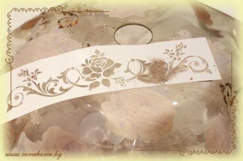 Каким образом придать абажуру необычный вид с помощью техники декупажа. Част.  Обратный декупаж абажура из оргстекла