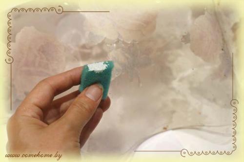 Каким образом придать абажуру необычный вид с помощью техники декупажа. Част.  Обратный декупаж абажура из оргстекла