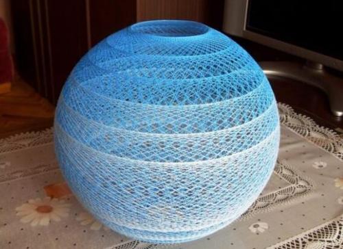 Какие материалы можно использовать для изготовления самодельных абажуров.  Нитки, пряжа, шпагат