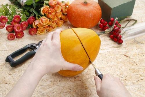 Шаг 1 делаем из тыквы вазу своими руками. Как из тыквы сделать вазу 03