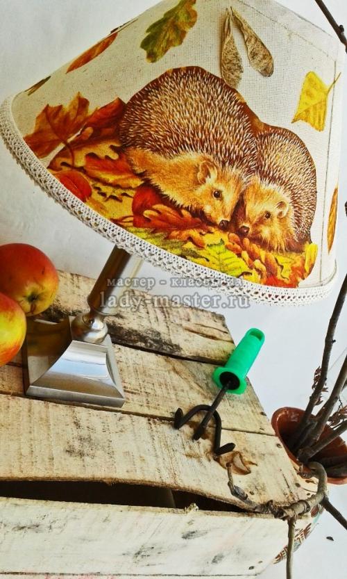 Как использовать технику декупажа при создании уникального абажура. Абажур в технике декупаж «Осень»