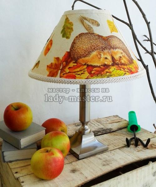 Как использовать технику декупажа при создании уникального абажура. Абажур в технике декупаж «Осень»