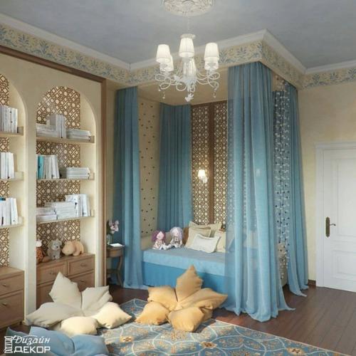 Домик принцессы с интересным сочетанием цветов.