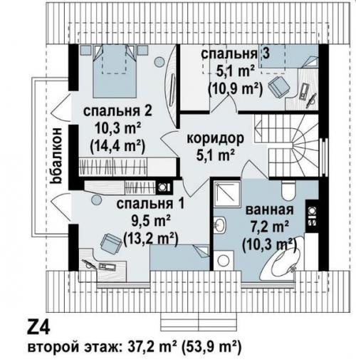 В таком доме с просторной гостиной на первом этаже будет удобно и приятно жить семье из 4-х человек. 03