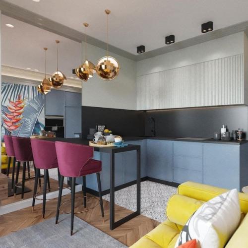 Необычный интерьер кухни - гостиной. 01