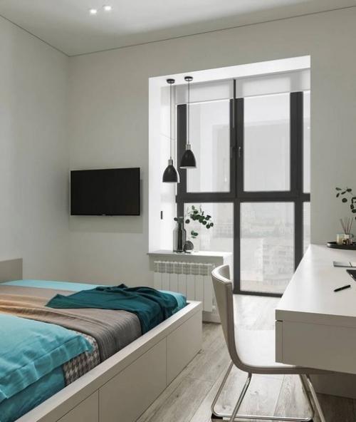 Интерьер двухкомнатной квартиры с яркой кухней. 05