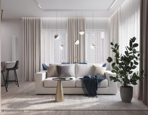 Кухня - гостиная - большое и светлое пространство благодаря окнам по обеим сторонам квартиры. 01