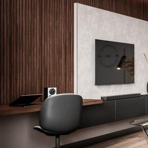 Натуральный шпон в интерьере кухни - гостиной площадью 24 кв. 07