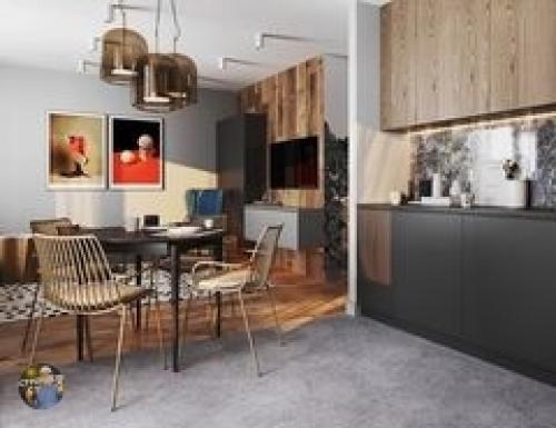 Еще один интересный формат оформления кухни объединенной с гостиной. 04