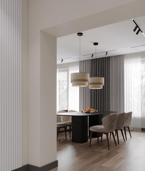 Дизайн - проект кухни - гостиной в натуральных песочных оттенках 48, 5 м 2. 02