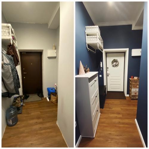 Хочу поделиться результатом, наконец - то доделали прихожую в какой-то момент решили полностью перекрасить и уйти в цвет, ни на минуту не пожалели. 06