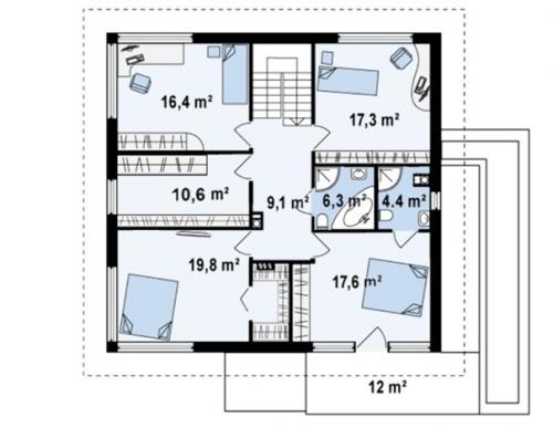 Шикарный коттедж с террасой над гаражом. 03