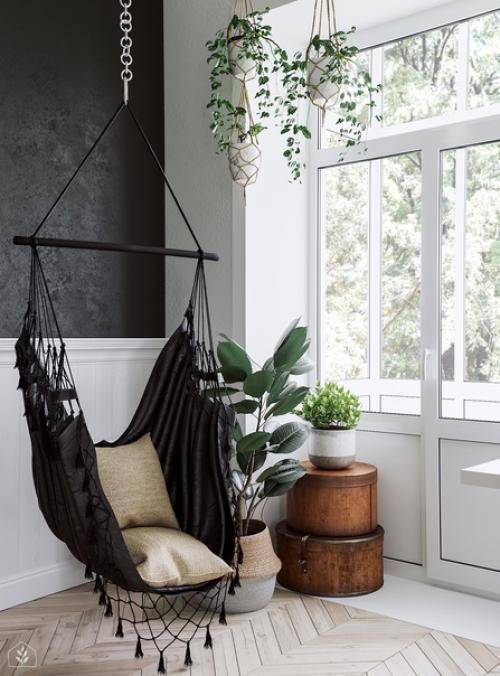 Интерьер в скандинавском стиле в серо-зеленых оттенках. 04