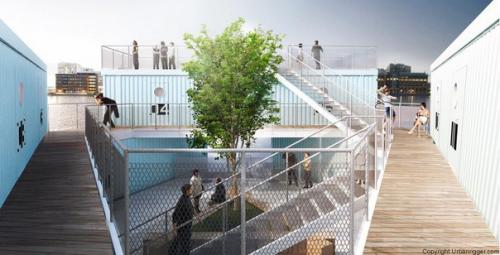 Плавучие дома из контейнеров Urban Rigger дешевым экожильем студентов обеспечат. 05