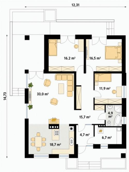 Планировка и интерьер традиционного польского дома AS 2, PDJ - 5011 от компании студия МТМ стиль. 02