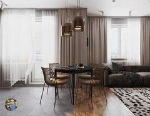 Еще один интересный формат оформления кухни объединенной с гостиной. 03