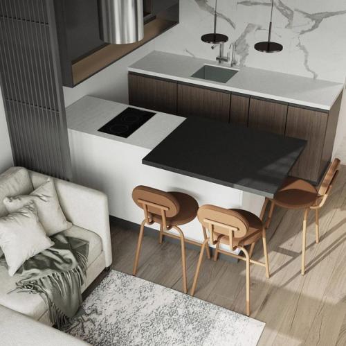 Небольшая студия. В светлых оттенках. 01