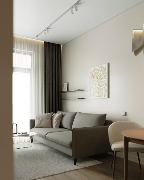 Уютный современный интерьер 1 комнатной квартиры. 01