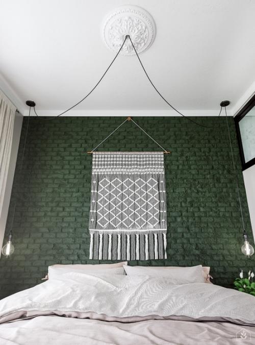 Интерьер в скандинавском стиле в серо-зеленых оттенках. 06