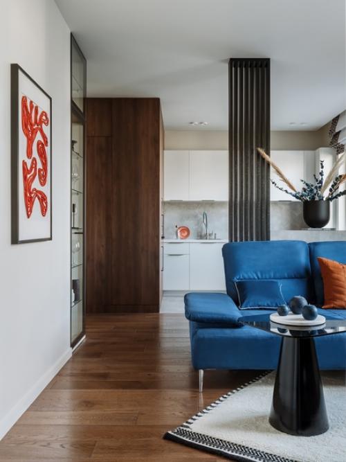 Дизайнер Ольга клименок превратила Двушку с отдельной кухней в яркую квартиру с двумя изолированными комнатами и объединенной кухней - гостиной. 04