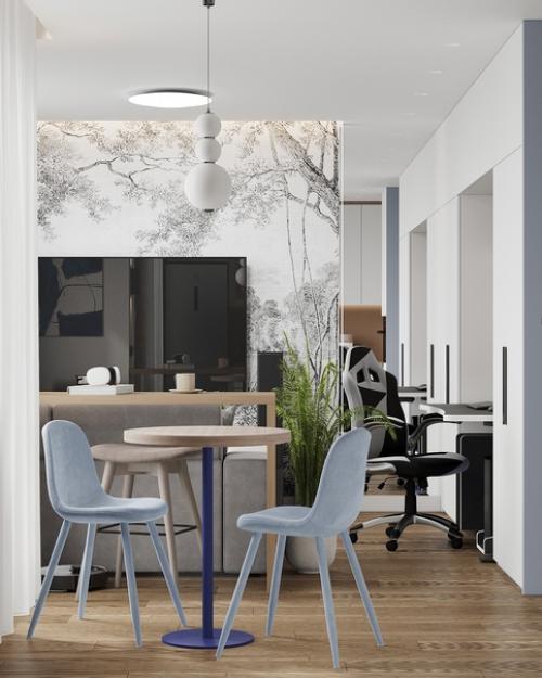 Новый проект завершен к началу нового года сдержанный уютный интерьер для молодого человека, работающего дома. 02