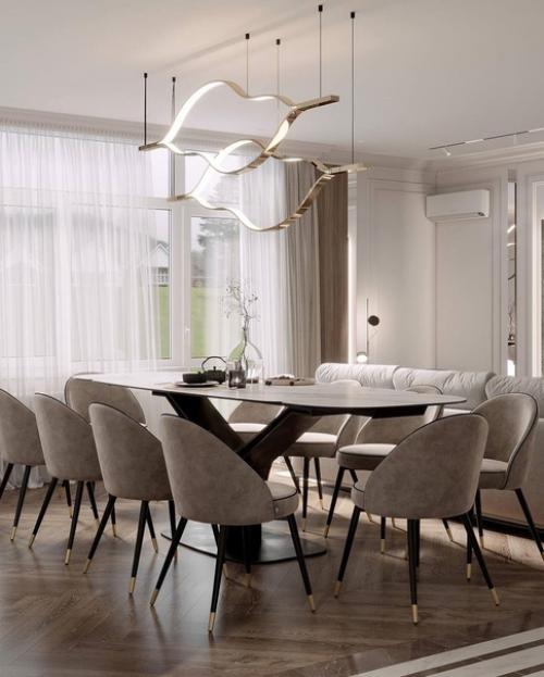 Классика в современном исполнении в этой кухне - гостиной будет актуальна очень долгое время. 06