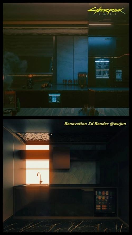 Девушка оформляет свою квартиру в стиле Corpo Plaza из игры Cyberpunk 2077. 03