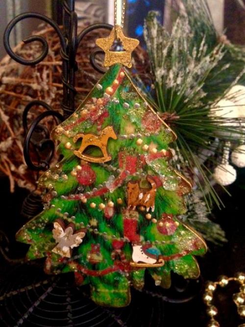 Новогодние елочки - красавицы, подвески (12 см). 02