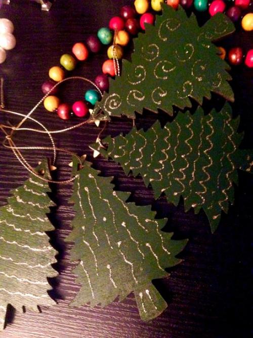 Новогодние елочки - красавицы, подвески (12 см). 03