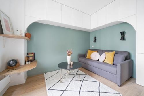 Интерьер маленькой квартиры - студии всего 15 м 2 в Париже. 01