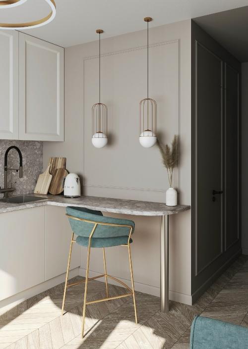 Проект маленькой квартиры - студии всего 14 м 2 (длина 4, 56 х ширина 3, 15 м) с комнатой 9 м 2! 03