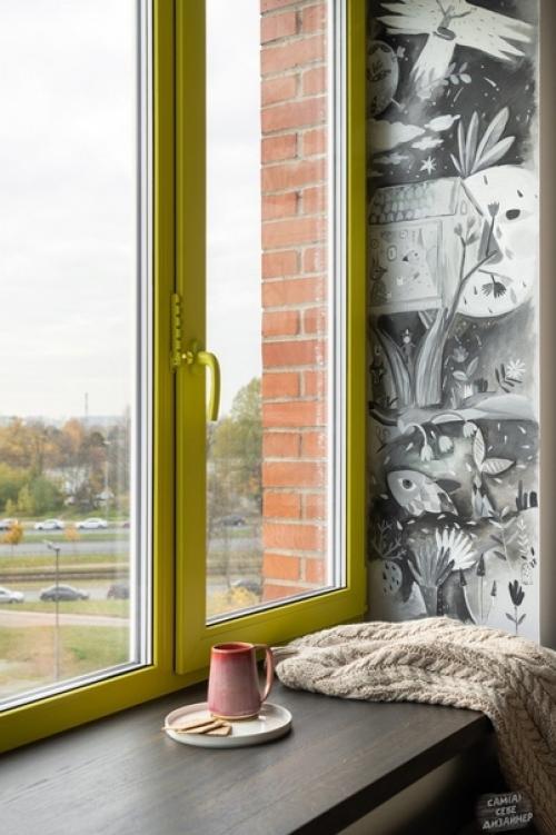 Очень крутая двушка с круговой планировкой и яркими деталями. 03