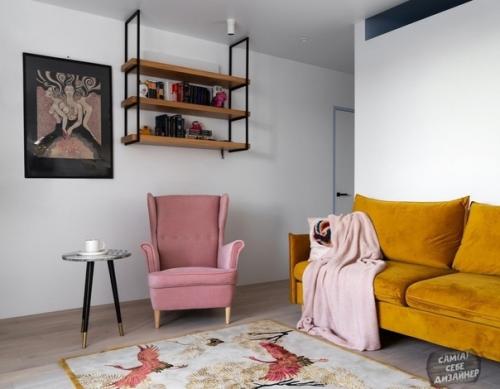 Очень крутая двушка с круговой планировкой и яркими деталями. 04