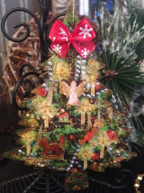 Новогодние елочки - красавицы, подвески (12 см). 05